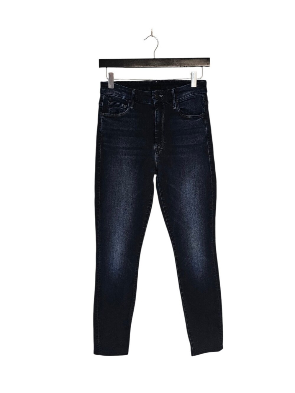 MOTHER High Waisted Looker Ankle Fray Skinny Dark Blue Last Call Jeans 27